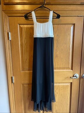 Amy's Closet Black and White Beaded Empire-Waist High-Low Dress